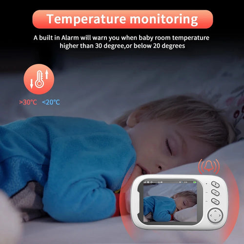Cdycam Novo Monitor de Vídeo Sem Fio para Bebês de 3,5 polegadas com Visão Noturna, Monitoramento de Temperatura e Áudio Bidirecional - Câmera de Segurança para Babás