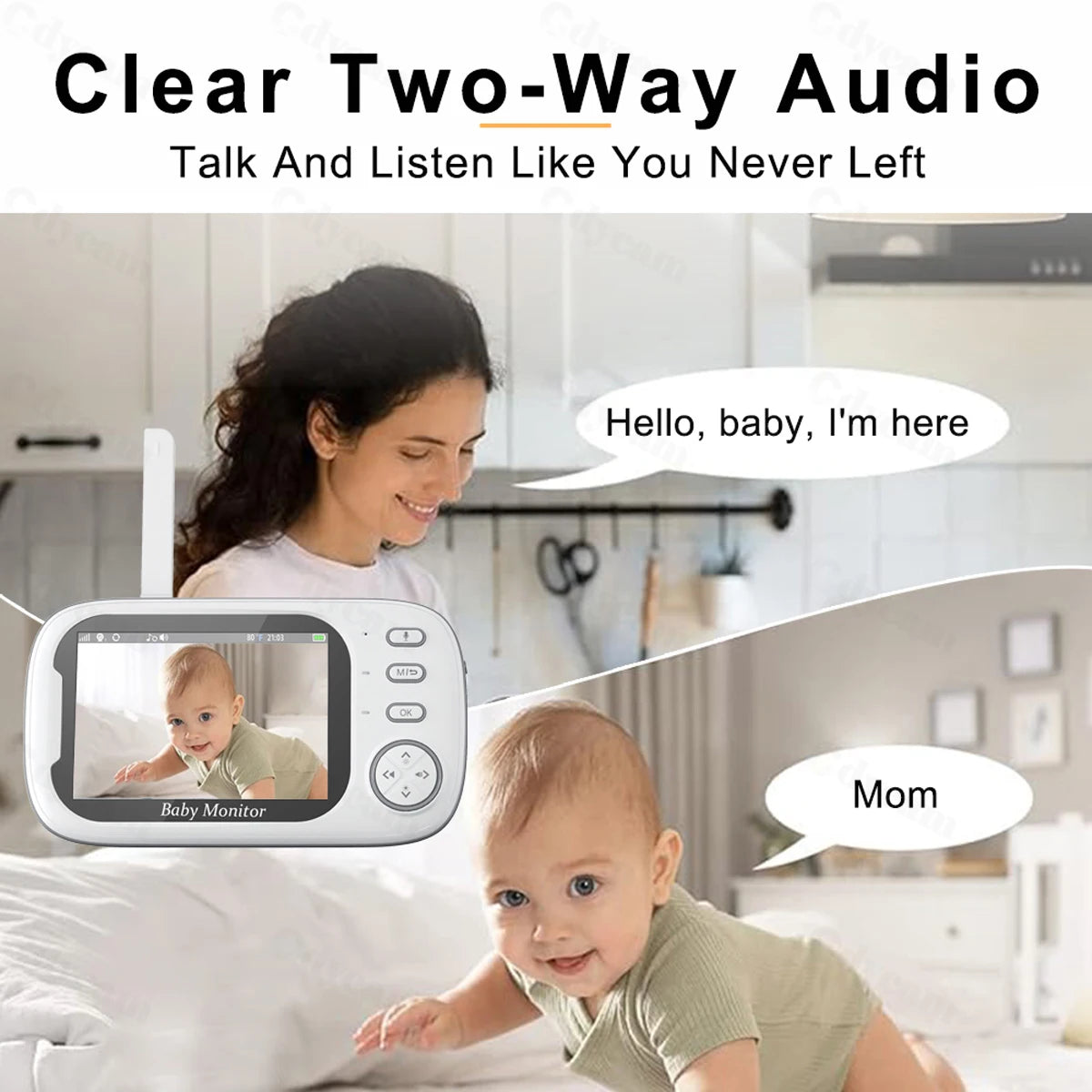 Cdycam Novo Monitor de Vídeo Sem Fio para Bebês de 3,5 polegadas com Visão Noturna, Monitoramento de Temperatura e Áudio Bidirecional - Câmera de Segurança para Babás