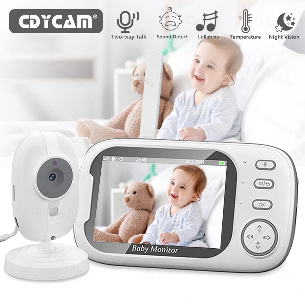 Cdycam Novo Monitor de Vídeo Sem Fio para Bebês de 3,5 polegadas com Visão Noturna, Monitoramento de Temperatura e Áudio Bidirecional - Câmera de Segurança para Babás