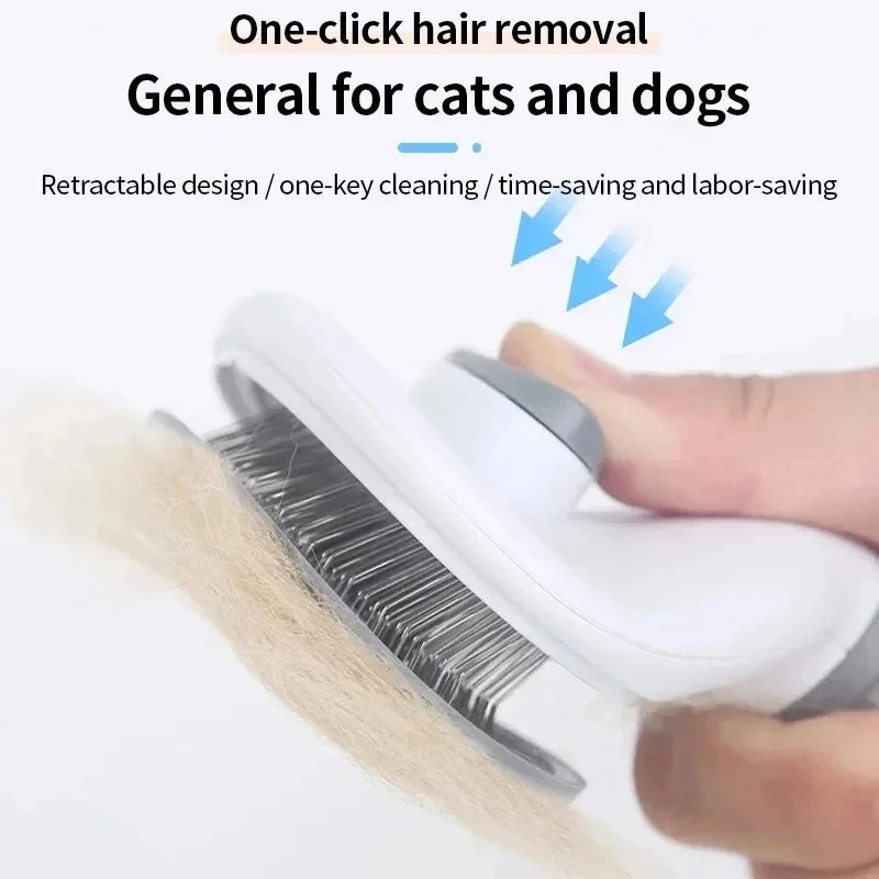 Escova para Cães e Gatos com Autolimpeza, Removedora de Pelos e Acessórios para Higiene Animal.