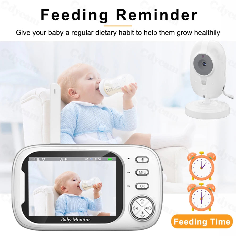 Cdycam Novo Monitor de Vídeo Sem Fio para Bebês de 3,5 polegadas com Visão Noturna, Monitoramento de Temperatura e Áudio Bidirecional - Câmera de Segurança para Babás